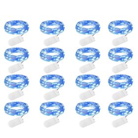 16 Pack Led Fairy Lights Battery Operated String Lights Waterproof Silver Wire 7 Feet 20 Led Firefly Starry Moon Lights For DIY Wedding Party Bedroom (Color: Blue)